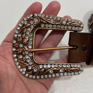 Roper Woman’s Western Belt Leather Bling Crosses size M